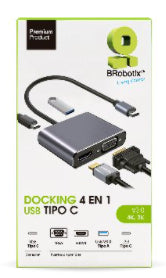 DOCKING BROBOTIX HUB 4 EN 1 HDMI SVGA USB C