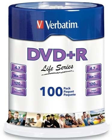 DISCO VERBATIM DVD+R LIFE SERIES 16X 100PZAS