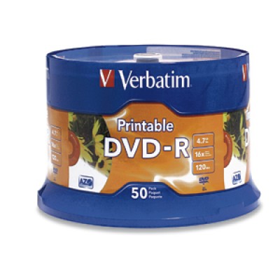 DISCO VERBATIM DVD-R 4.7GB 16X BLANCO, IMPRIMIBLE CON INYECCIÓN DE TINTA