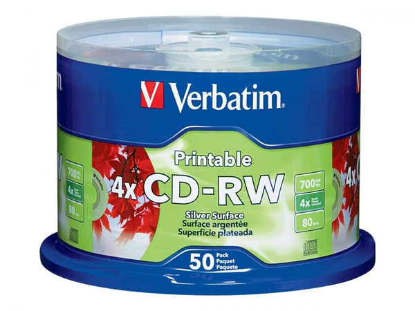 DISCO VERBATIM CD-RW 4X 700MB 80MIN 12X TORRE CON 50 PZAS