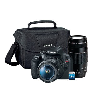 Cámara de Fotografía. Canon Kit EOS REBEL T7+MALETIN+16GBSD 2727C178AA. Tecnología Full HD . 24.1 Megapíxeles. Lente EF-S 18-55mm