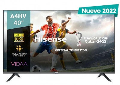PANTALLA HISENSE 40" FULL HD SMART TV LED VIDAA, MODELO: 40A4HV